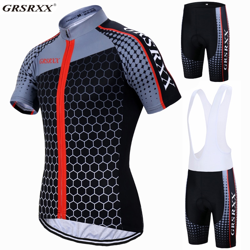 GRSRXX Cycling Set Men&s Bicycle Wear Breathable Quick-Dry Mountain Bike Sportswear Uniform Pro Bicycle Team Cycling Jerseys Set
